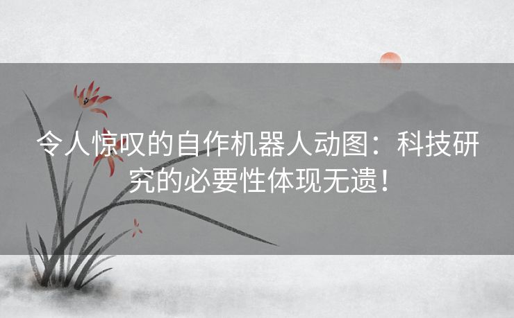 令人惊叹的自作机器人动图:科技研究的必要性体现无遗! 令人惊叹的自作机器人动图:科技研究的必要性体现无遗!