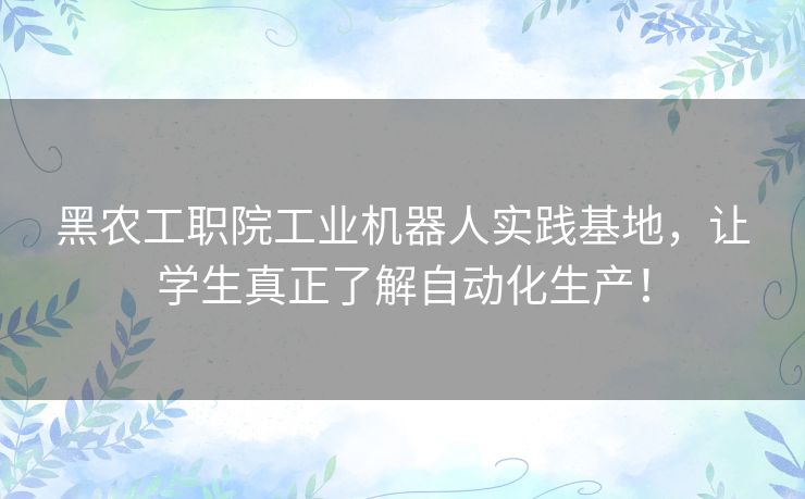 黑农工职院工业机器人实践基地,让学生真正了解自动化生产! 黑农工职院工业机器人实践基地,让学生真正了解自动化生产!