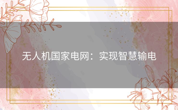 无人机国家电网:实现智慧输电 无人机国家电网:实现智慧输电