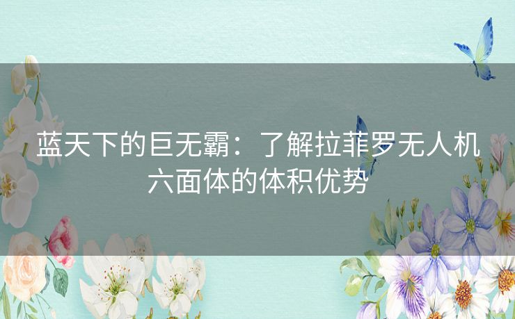 蓝天下的巨无霸:了解拉菲罗无人机六面体的体积优势 蓝天下的巨无霸:了解拉菲罗无人机六面体的体积优势
