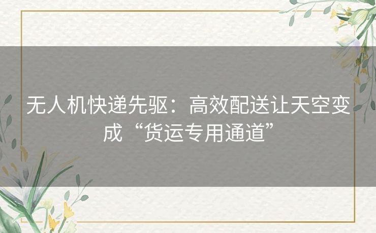 无人机快递先驱:高效配送让天空变成“货运专用通道” 无人机快递先驱:高效配送让天空变成“货运专用通道”