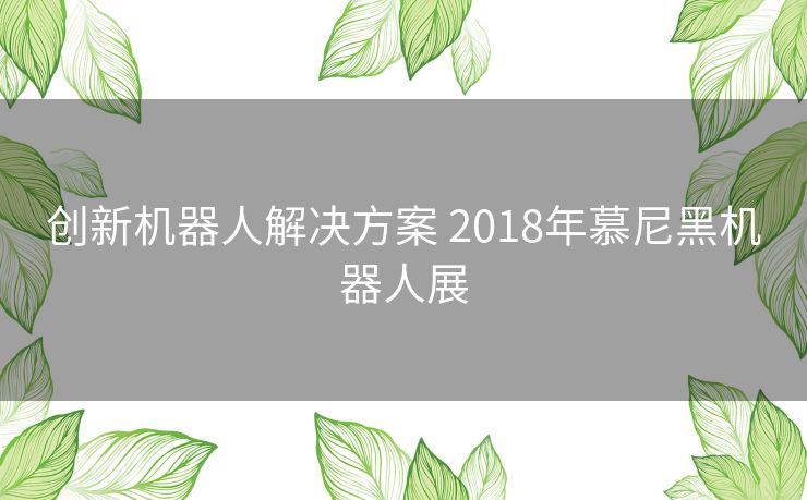 创新机器人解决方案 2018年慕尼黑机器人展 创新机器人解决方案 2018年慕尼黑机器人展