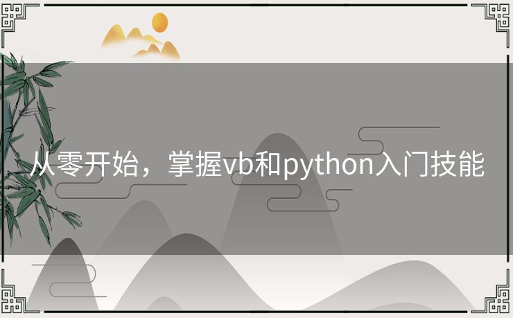 从零开始,掌握vb和python入门技能 从零开始,掌握vb和python入门技能