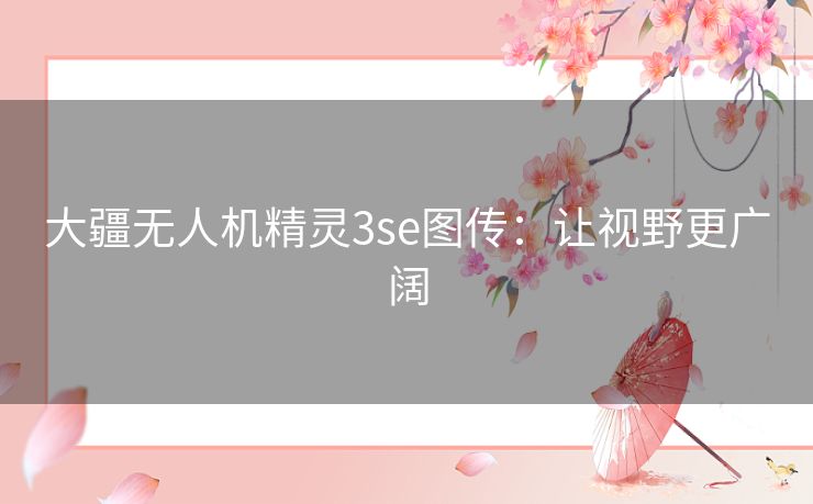 大疆无人机精灵3se图传:让视野更广阔 大疆无人机精灵3se图传:让视野更广阔