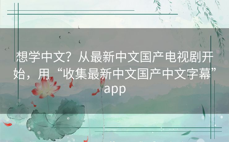 想学中文?从最新中文国产电视剧开始,用“收集最新中文国产中文字幕”app 想学中文?从最新中文国产电视剧开始,用“收集最新中文国产中文字幕”app