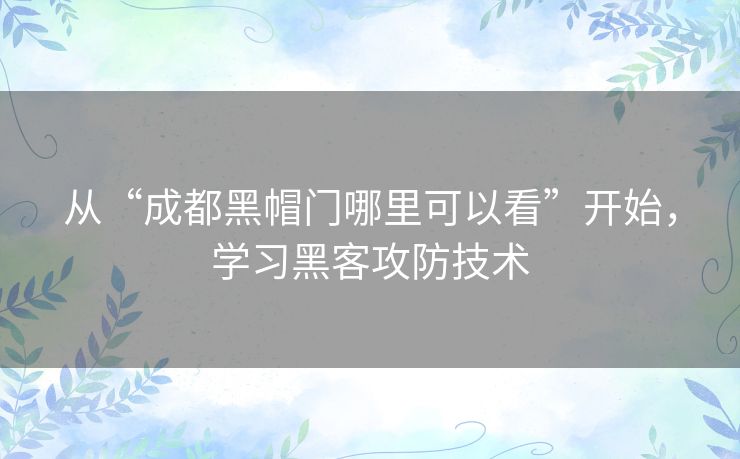 从“成都黑帽门哪里可以看”开始,学习黑客攻防技术 从“成都黑帽门哪里可以看”开始,学习黑客攻防技术