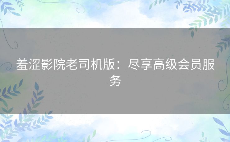 羞涩影院老司机版：尽享高级会员服务