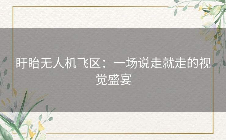 盱眙无人机飞区：一场说走就走的视觉盛宴