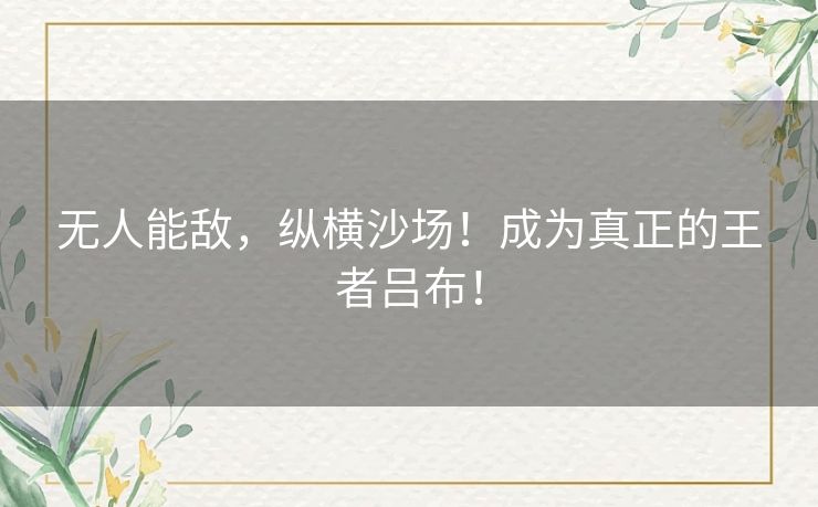 无人能敌,纵横沙场!成为真正的王者吕布! 无人能敌,纵横沙场!成为真正的王者吕布!