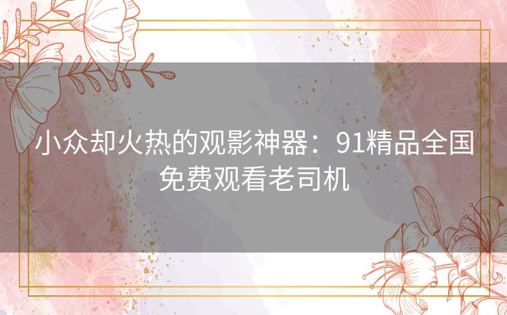 小众却火热的观影神器:91精品全国免费观看老司机 小众却火热的观影神器:91精品全国免费观看老司机