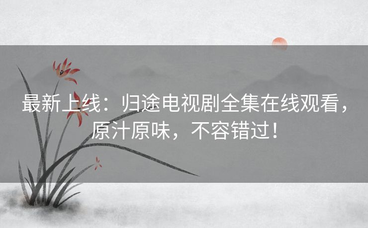 最新上线:归途电视剧全集在线观看,原汁原味,不容错过! 最新上线:归途电视剧全集在线观看,原汁原味,不容错过!