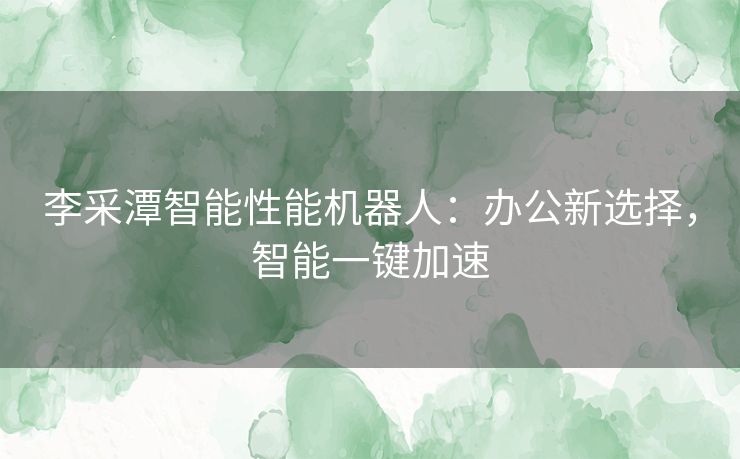 李采潭智能性能机器人:办公新选择,智能一键加速 李采潭智能性能机器人:办公新选择,智能一键加速