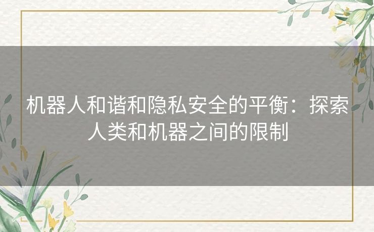 机器人和谐和隐私安全的平衡：探索人类和机器之间的限制