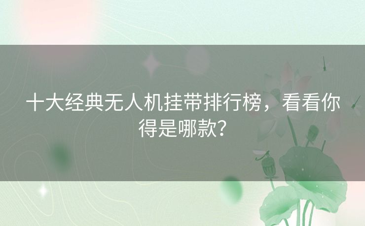 十大经典无人机挂带排行榜，看看你得是哪款？