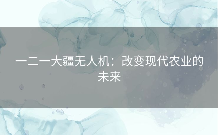 一二一大疆无人机:改变现代农业的未来 一二一大疆无人机:改变现代农业的未来