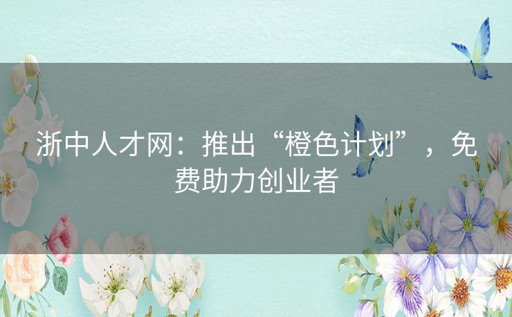 浙中人才网:推出“橙色计划”,免费助力创业者 浙中人才网:推出“橙色计划”,免费助力创业者