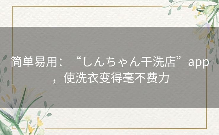 简单易用:“しんちゃん干洗店”app,使洗衣变得毫不费力 简单易用:“しんちゃん干洗店”app,使洗衣变得毫不费力