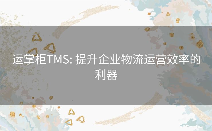 运掌柜TMS: 提升企业物流运营效率的利器