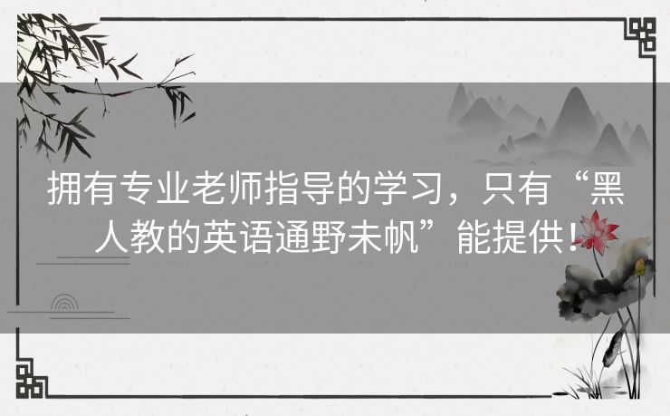 拥有专业老师指导的学习，只有“黑人教的英语通野未帆”能提供！