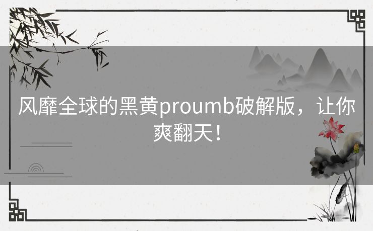 风靡全球的黑黄proumb破解版,让你爽翻天! 风靡全球的黑黄proumb破解版,让你爽翻天!