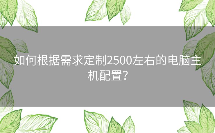 如何根据需求定制2500左右的电脑主机配置? 如何根据需求定制2500左右的电脑主机配置?