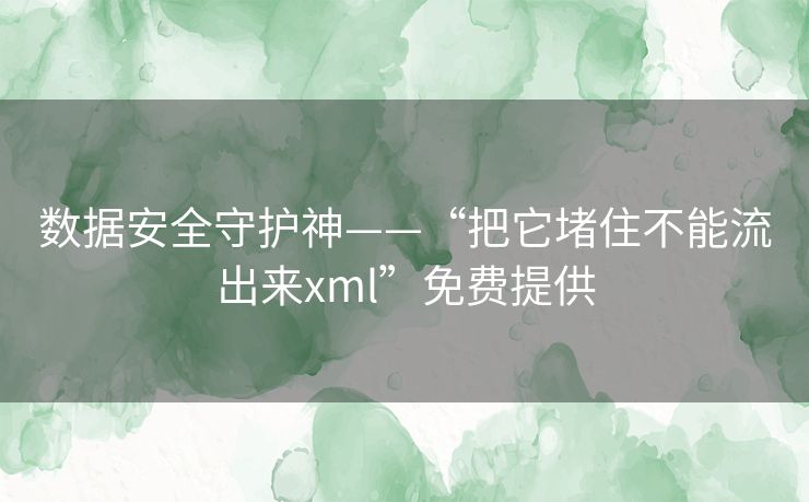 数据安全守护神——“把它堵住不能流出来xml”免费提供