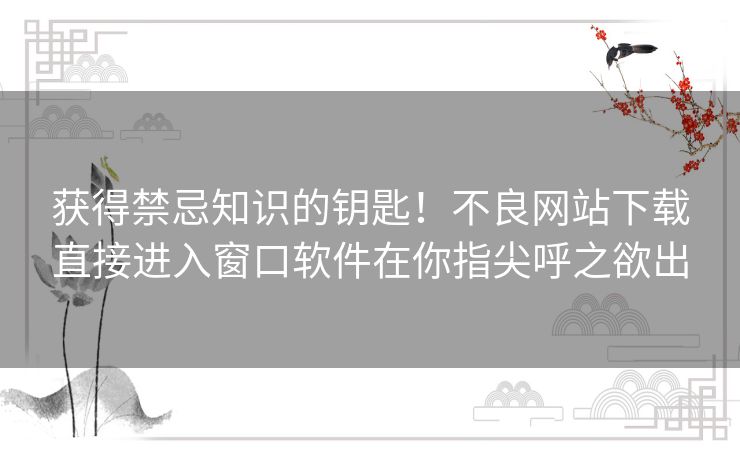 获得禁忌知识的钥匙！不良网站下载直接进入窗口软件在你指尖呼之欲出