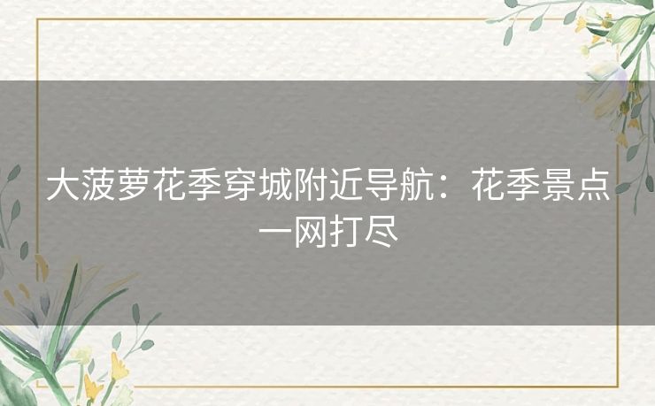 大菠萝花季穿城附近导航:花季景点一网打尽 大菠萝花季穿城附近导航:花季景点一网打尽