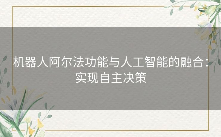 机器人阿尔法功能与人工智能的融合：实现自主决策