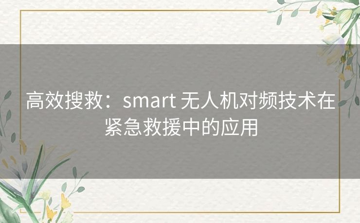 高效搜救:smart 无人机对频技术在紧急救援中的应用 高效搜救:smart 无人机对频技术在紧急救援中的应用