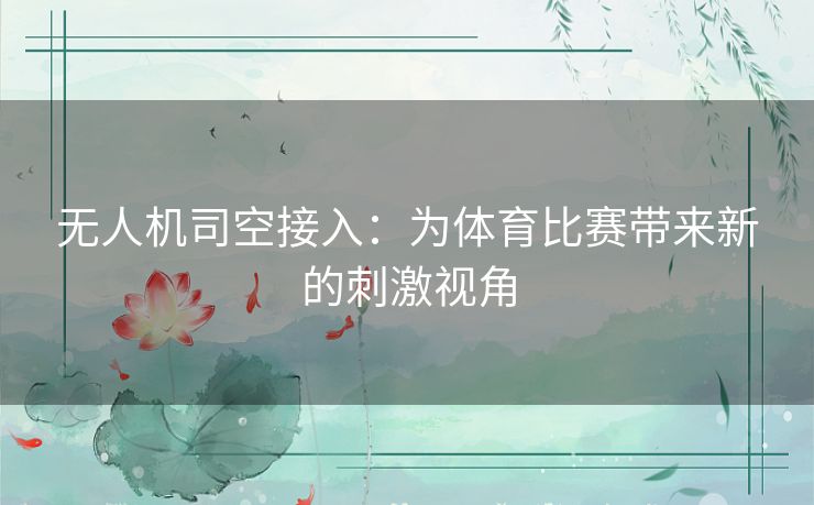无人机司空接入:为体育比赛带来新的刺激视角 无人机司空接入:为体育比赛带来新的刺激视角