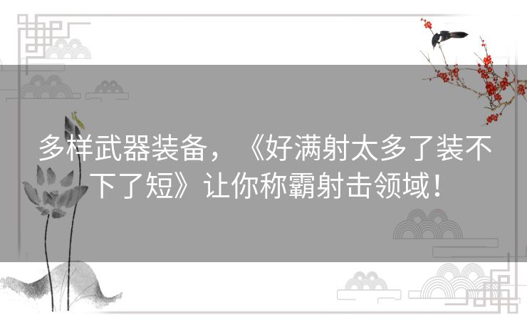 多样武器装备，《好满射太多了装不下了短》让你称霸射击领域！