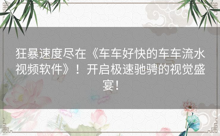 狂暴速度尽在《车车好快的车车流水视频软件》!开启极速驰骋的视觉盛宴! 狂暴速度尽在《车车好快的车车流水视频软件》!开启极速驰骋的视觉盛宴!