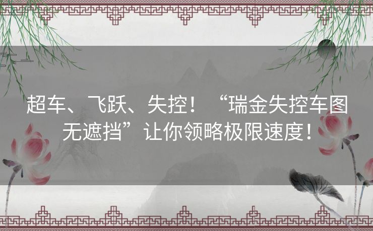 超车、飞跃、失控！“瑞金失控车图无遮挡”让你领略极限速度！