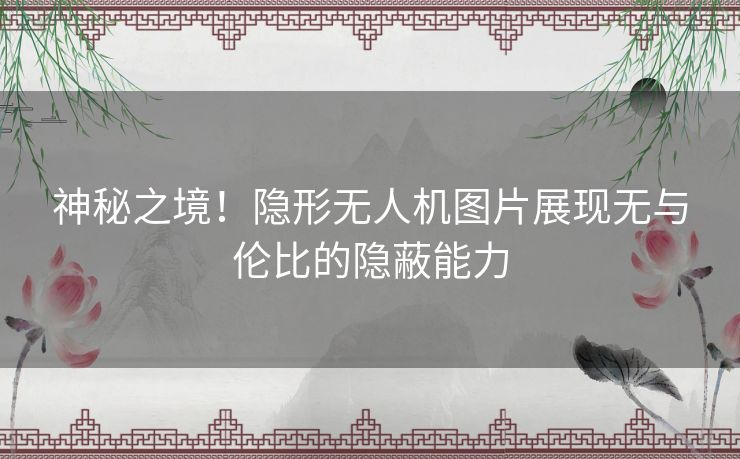 神秘之境!隐形无人机图片展现无与伦比的隐蔽能力 神秘之境!隐形无人机图片展现无与伦比的隐蔽能力