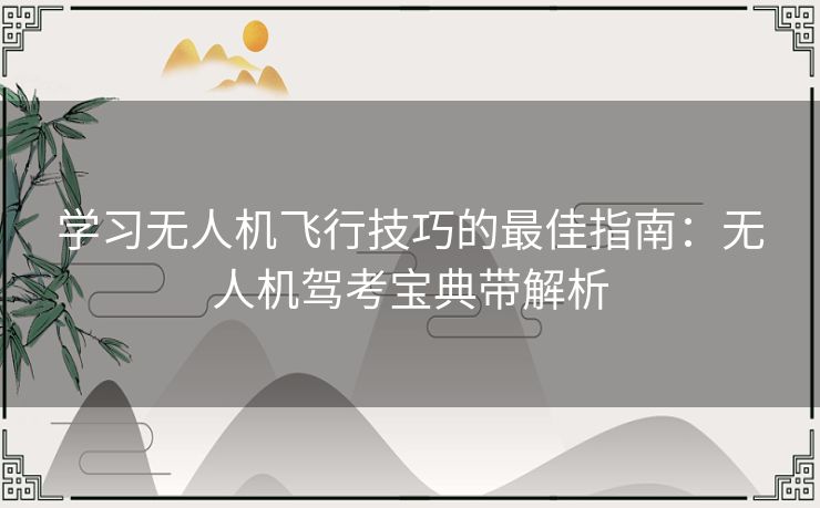 学习无人机飞行技巧的最佳指南:无人机驾考宝典带解析 学习无人机飞行技巧的最佳指南:无人机驾考宝典带解析