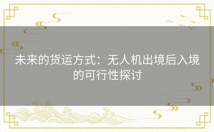 未来的货运方式:无人机出境后入境的可行性探讨 未来的货运方式:无人机出境后入境的可行性探讨