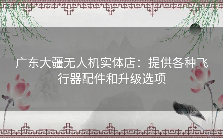 广东大疆无人机实体店:提供各种飞行器配件和升级选项 广东大疆无人机实体店:提供各种飞行器配件和升级选项
