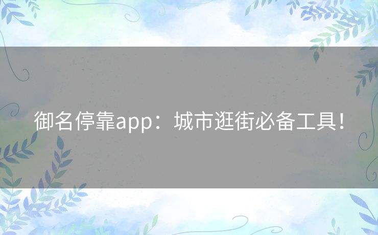 御名停靠app:城市逛街必备工具! 御名停靠app:城市逛街必备工具!