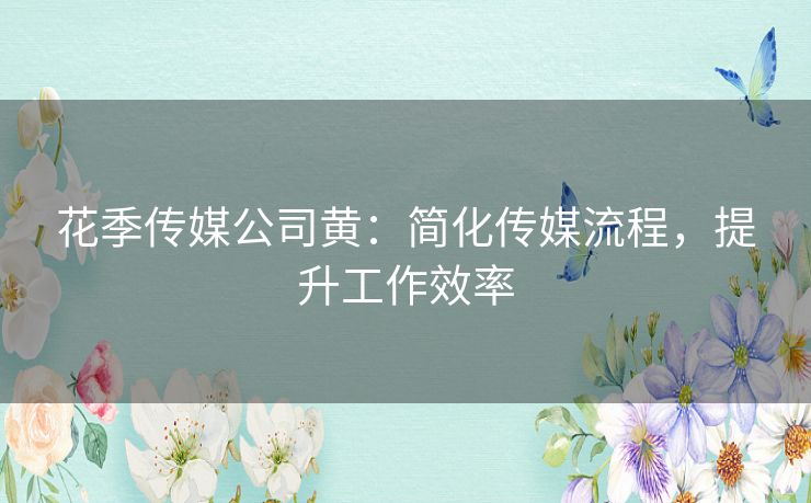 花季传媒公司黄:简化传媒流程,提升工作效率 花季传媒公司黄:简化传媒流程,提升工作效率