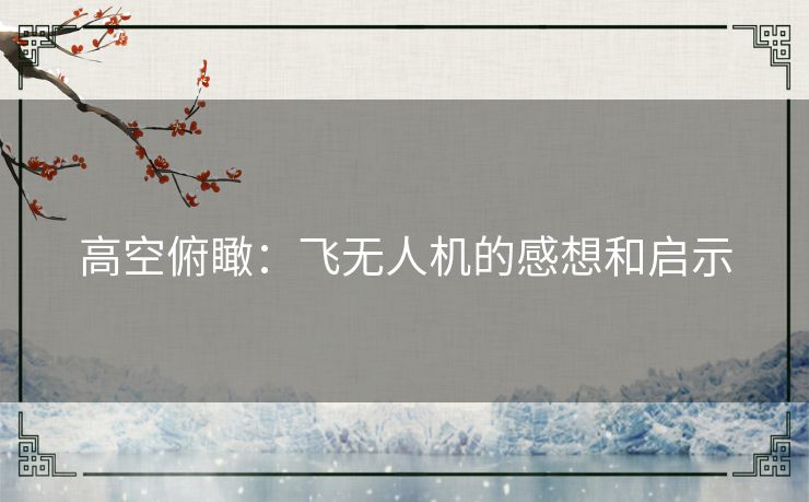 高空俯瞰:飞无人机的感想和启示 高空俯瞰:飞无人机的感想和启示