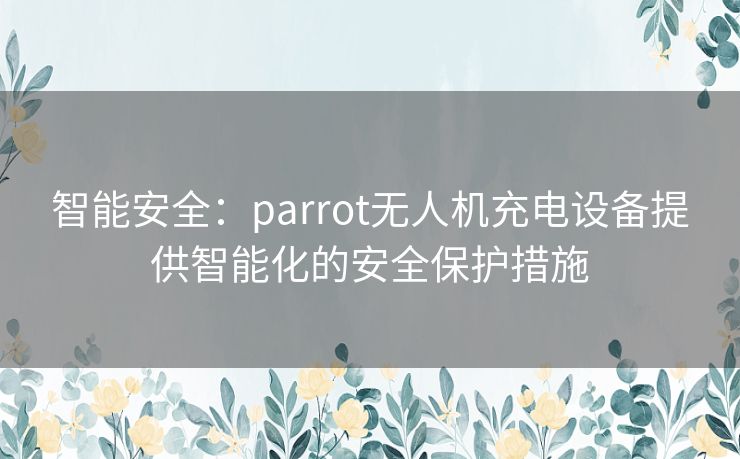 智能安全:parrot无人机充电设备提供智能化的安全保护措施 智能安全:parrot无人机充电设备提供智能化的安全保护措施