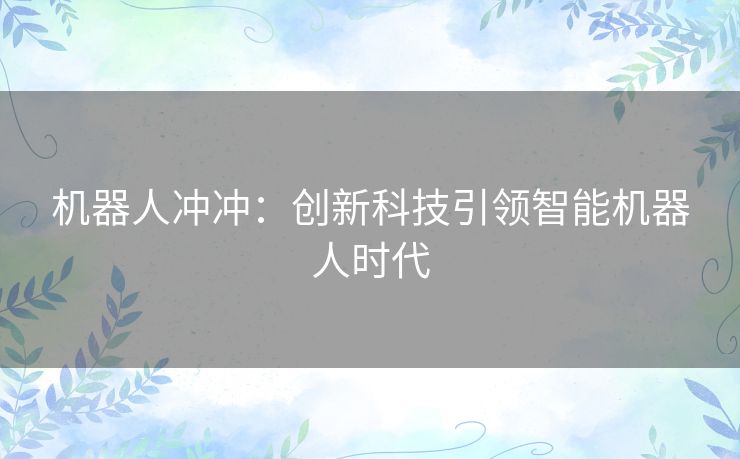 机器人冲冲：创新科技引领智能机器人时代