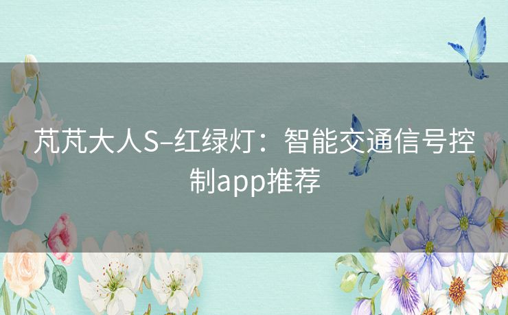 芃芃大人S–红绿灯：智能交通信号控制app推荐
