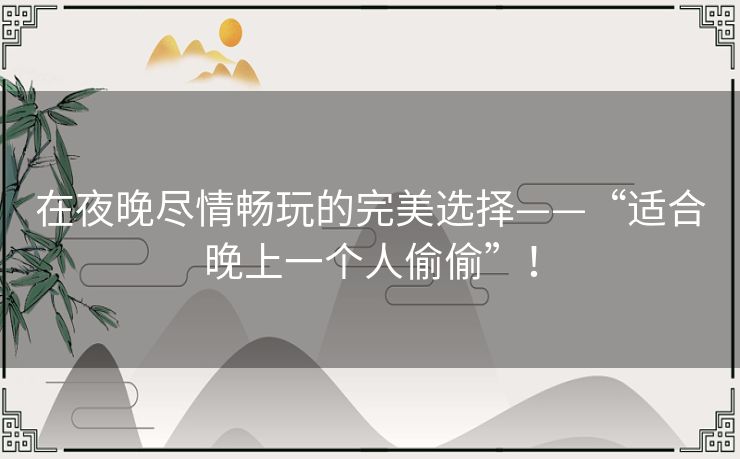 在夜晚尽情畅玩的完美选择——“适合晚上一个人偷偷”! 在夜晚尽情畅玩的完美选择——“适合晚上一个人偷偷”!