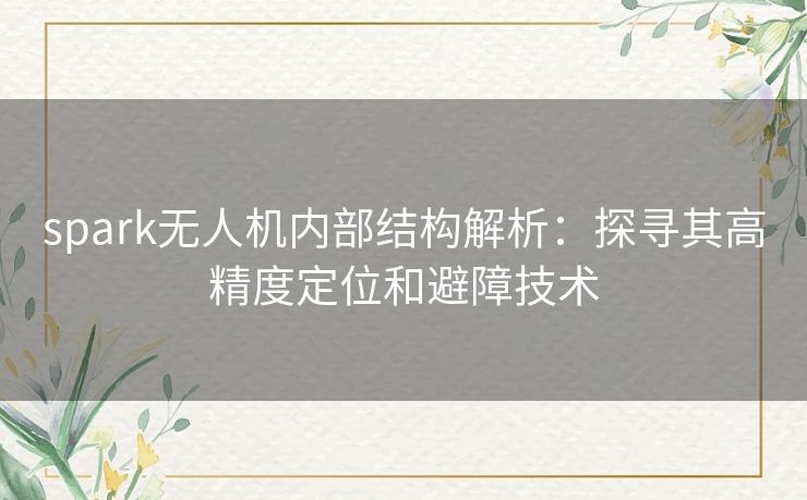 spark无人机内部结构解析：探寻其高精度定位和避障技术