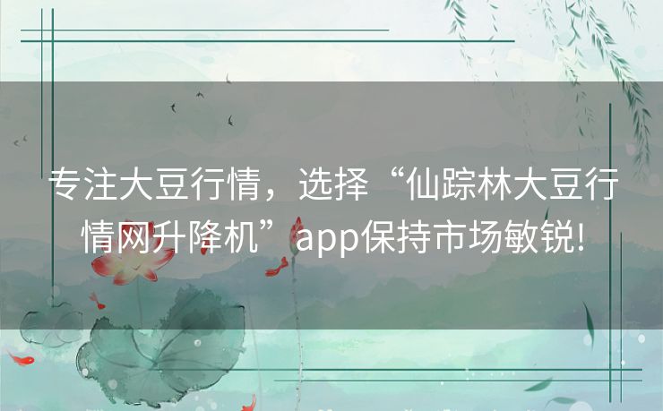 专注大豆行情,选择“仙踪林大豆行情网升降机”app保持市场敏锐! 专注大豆行情,选择“仙踪林大豆行情网升降机”app保持市场敏锐!