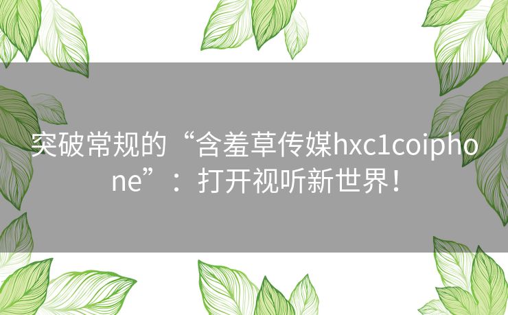 突破常规的“含羞草传媒hxc1coiphone”:打开视听新世界! 突破常规的“含羞草传媒hxc1coiphone”:打开视听新世界!