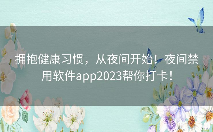 拥抱健康习惯，从夜间开始！夜间禁用软件app2023帮你打卡！