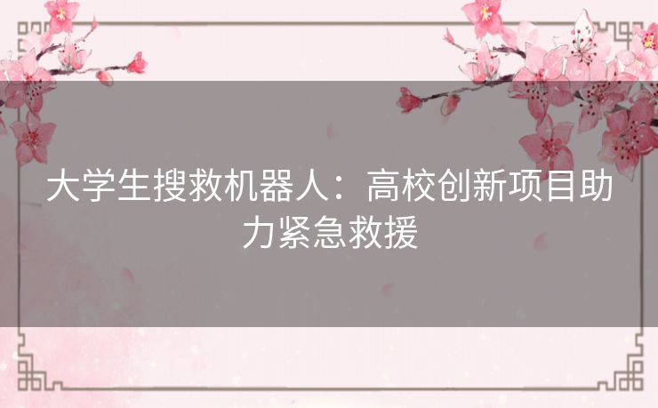 大学生搜救机器人：高校创新项目助力紧急救援